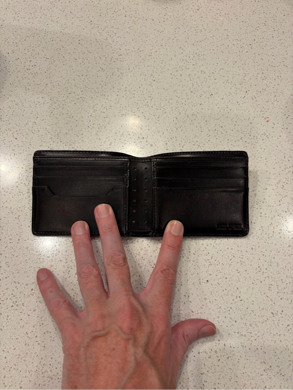Jack Spade Black Perforated Leather Bi-Fold Wallet - Picture 2 of 5